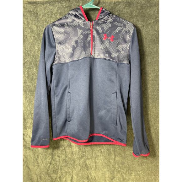 Boys Blue & Camo Under Armour Pullover Active Hoodie 10/12 - Picture 1 of 6